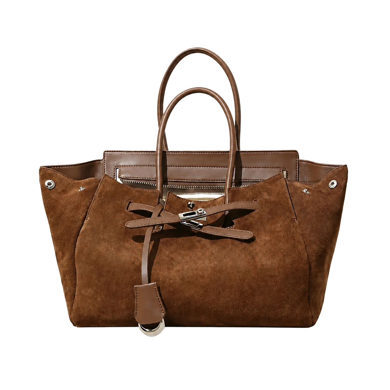 Logo Ready suede top-handle tote reference